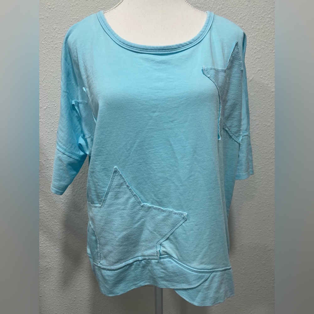 HALCYON Oversized Star Short Sleeve Top EUC